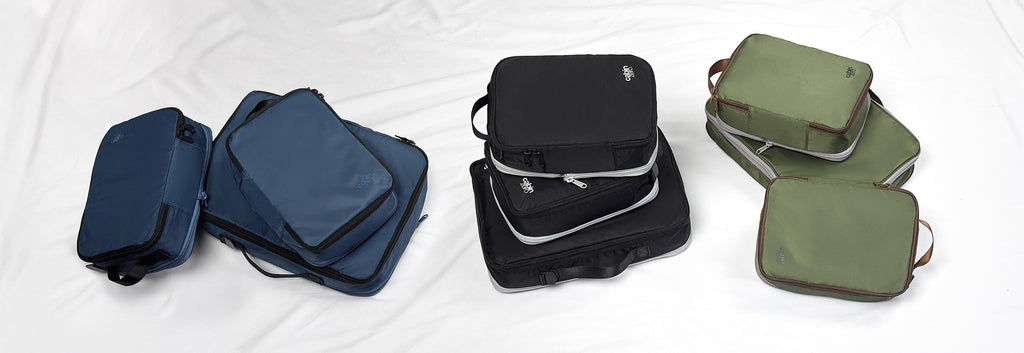 Set Da 4 Cubi Di Compressione RALL Per Viaggio – Organizzatori In Twill Impermeabile Con Doppia Cerniera – Beige E Grigio, Per Valigie E Zaini